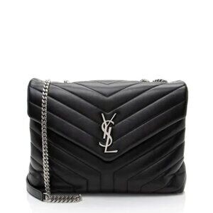 Saint Laurent Matelasse Calfskin Monogram LouLou Chain Medium Shoulder Bag